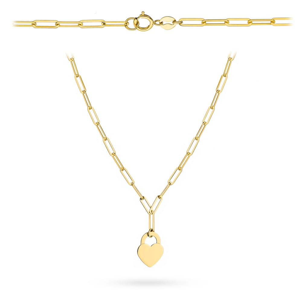Colier cu Inima si Zale Ovale- Aur 14k