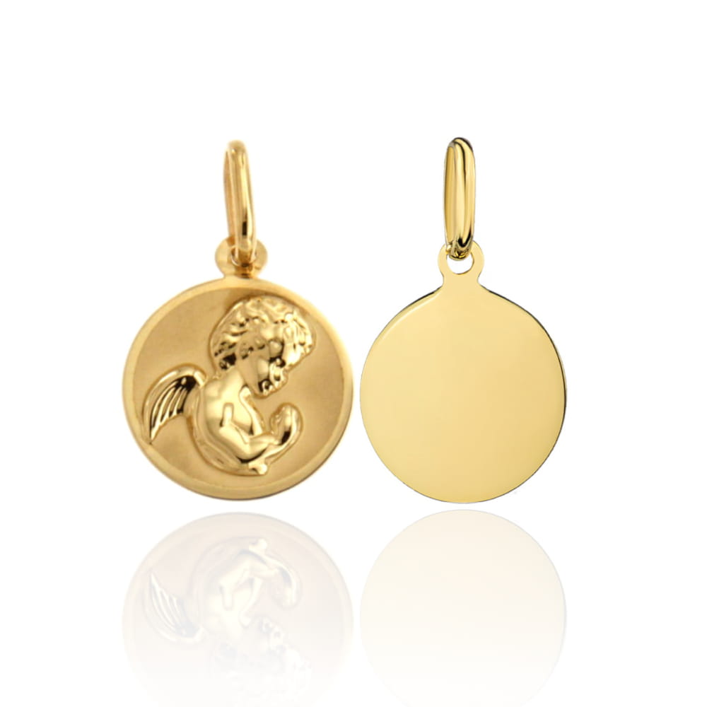 Pandantiv Aur 14k si Medalie cu Ingeras