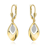 Cercei Model Frunze de Aur 14K cu Zirconi