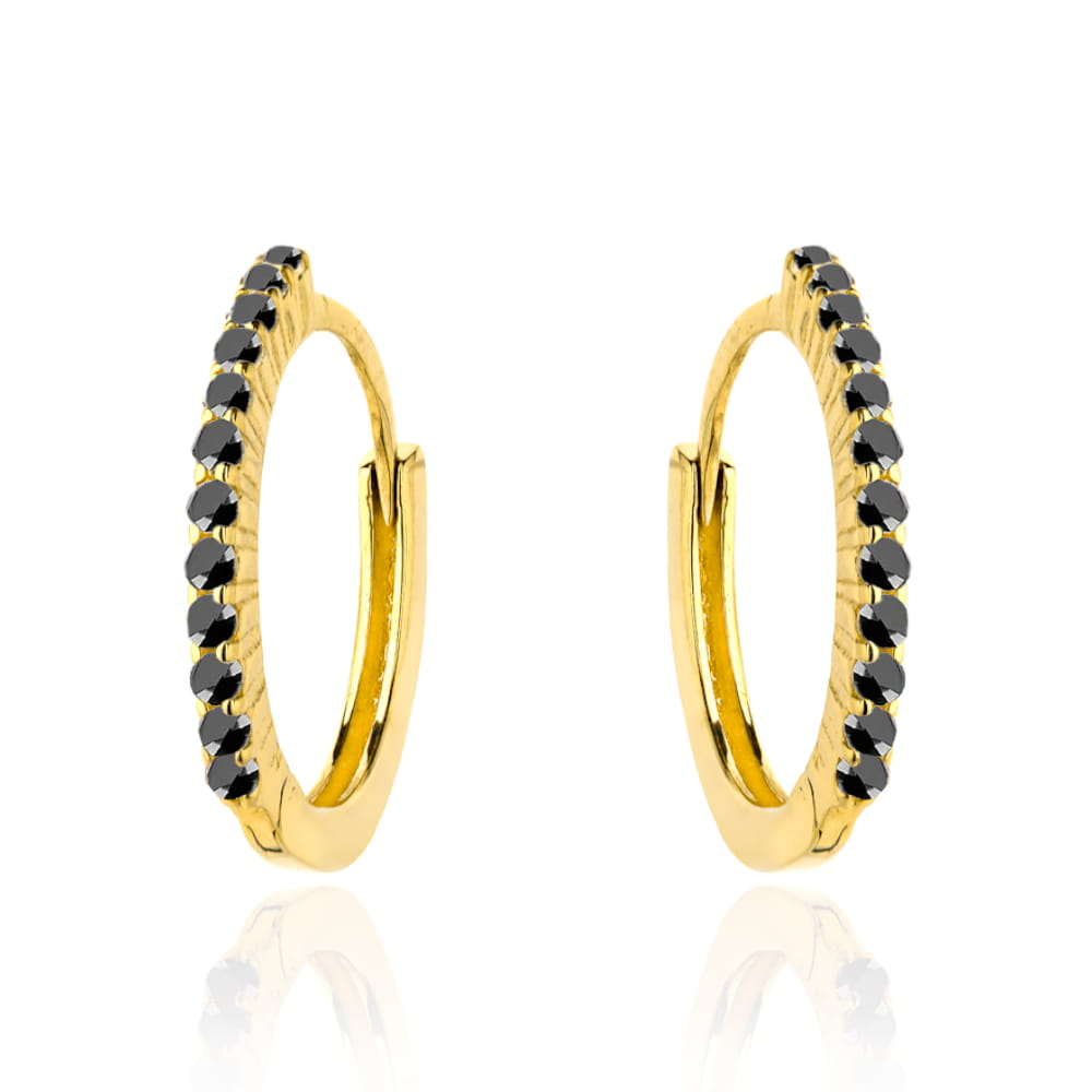 Cercei Creole Aur 14k cu Zirconii Negre