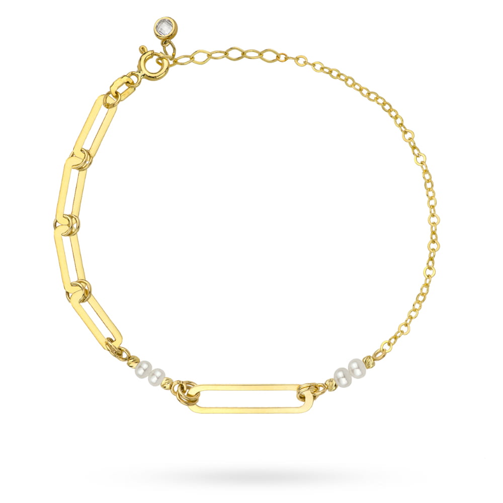 Bratara Lant cu Zale si Perle- Aur 14k