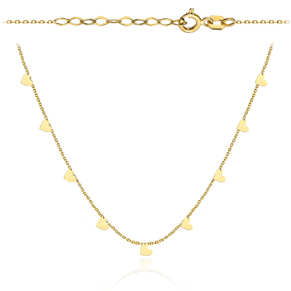 Colier Aur 14k cu Inimioare, 42+3 cm