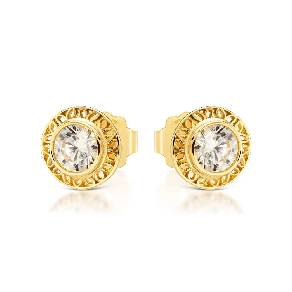 Cercei Aur 8K Ažur Cu Zirconiu Alb