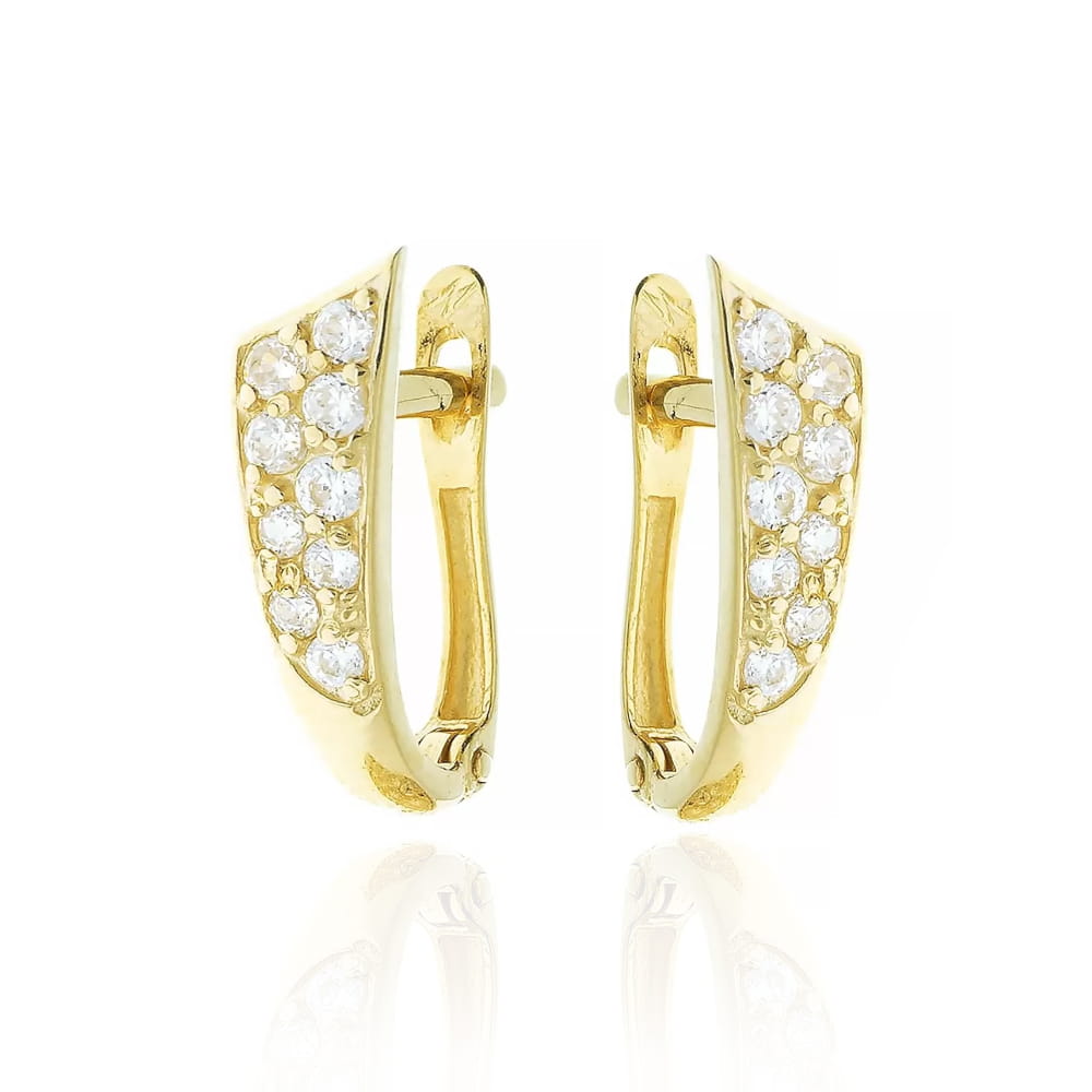 Cercei Aur 8K Trunchi cu Zirconiu – Eleganță Geometrică