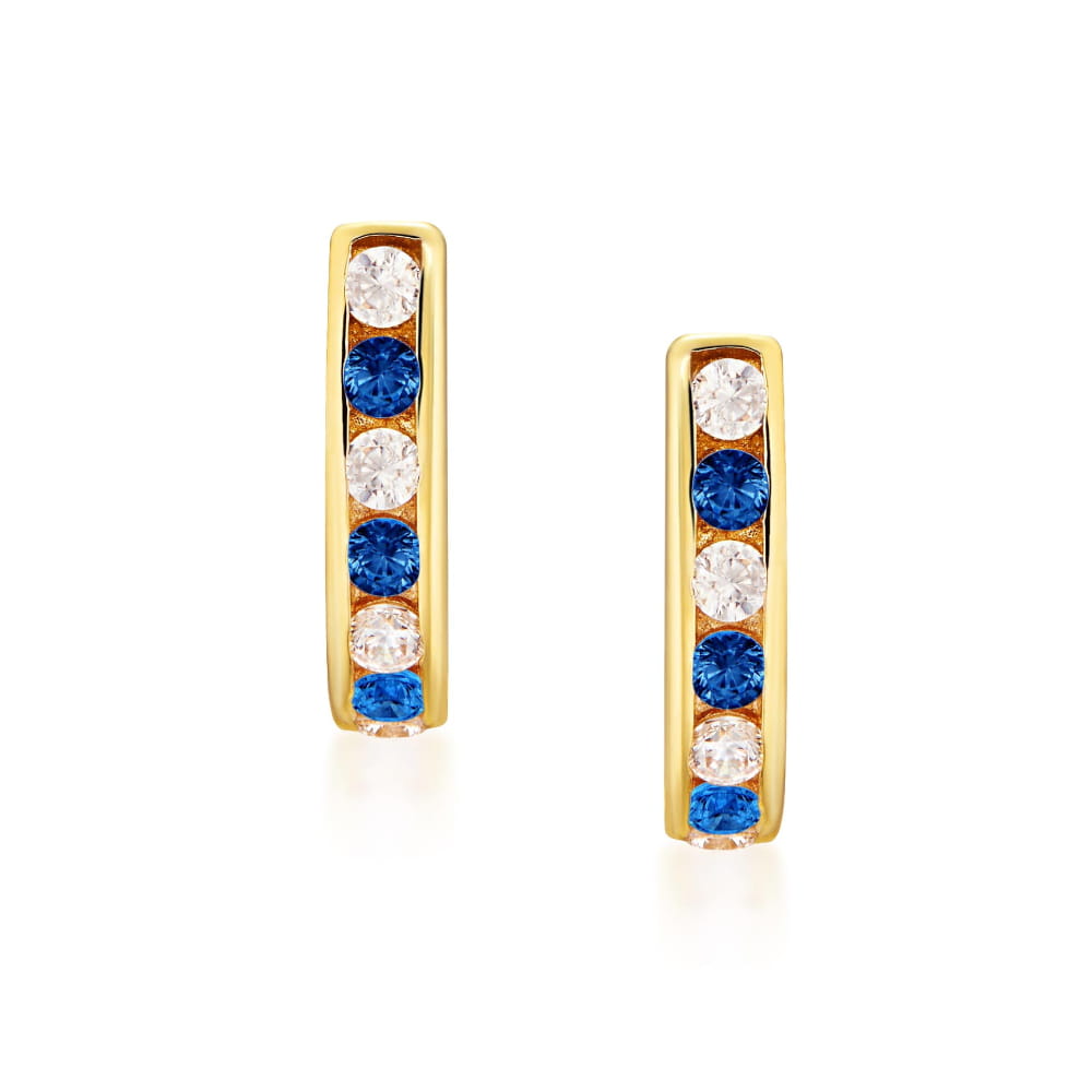 Cercei Aur 8K Drumeții Sparkle Albastru - Eleganță Subtilă pentru Femei