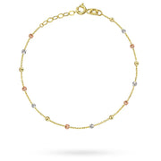 Brățară Elegantă Din Aur 14K Cu Bile În Trei Culori