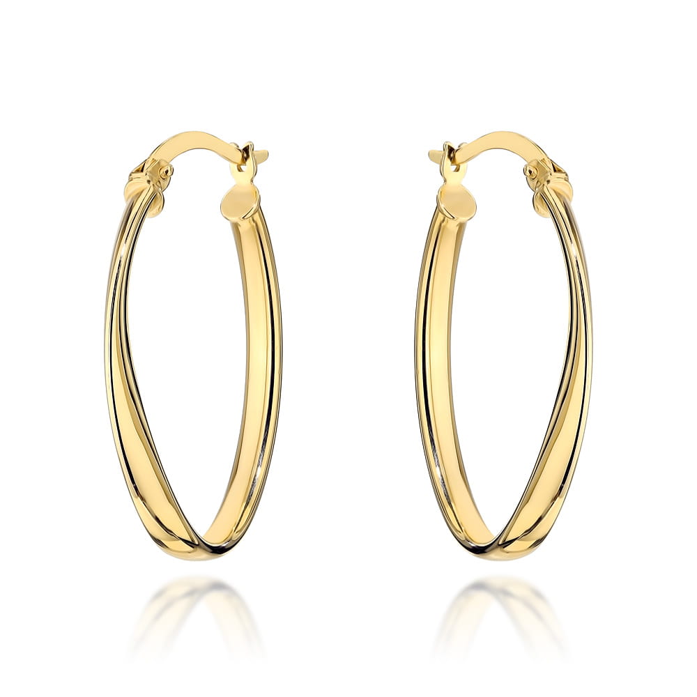 Cercei ovali din aur răsuciți delicat