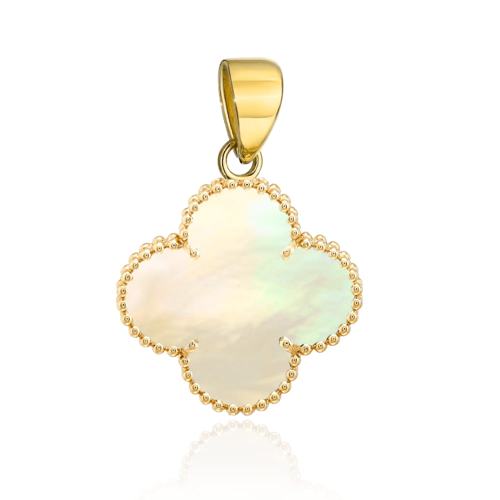 Pandantiv Trifoi din Aur 14k cu Sidef - 12mm