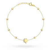 Brățară Trifoi cu Mărgele Delicate din Aur 14K