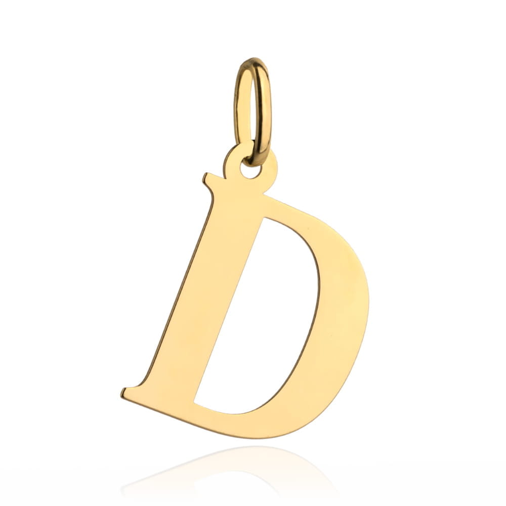 Pandantiv Aur 14K cu Litera D, 24x14 mm