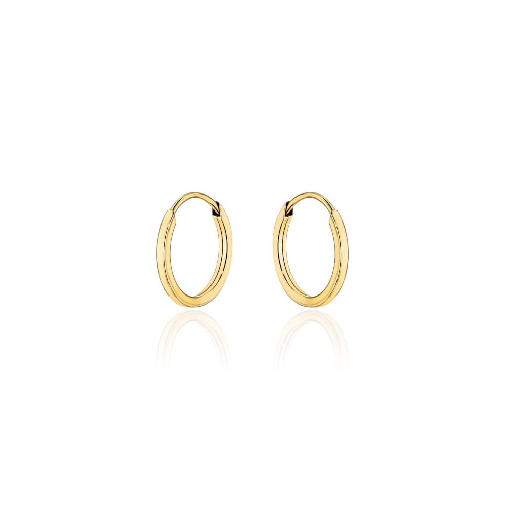 Cercei Cerculețe Super Ușoare Aur 14K cu Secțiune Pătrată 10mm