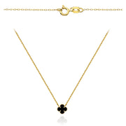 Colier din Aur1 4k  cu Trifoi Negru, 45 cm