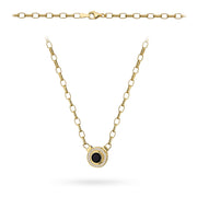 Colier cu zale de aur 14k cu o piatră neagră într-un cadru de zirconiu cubic