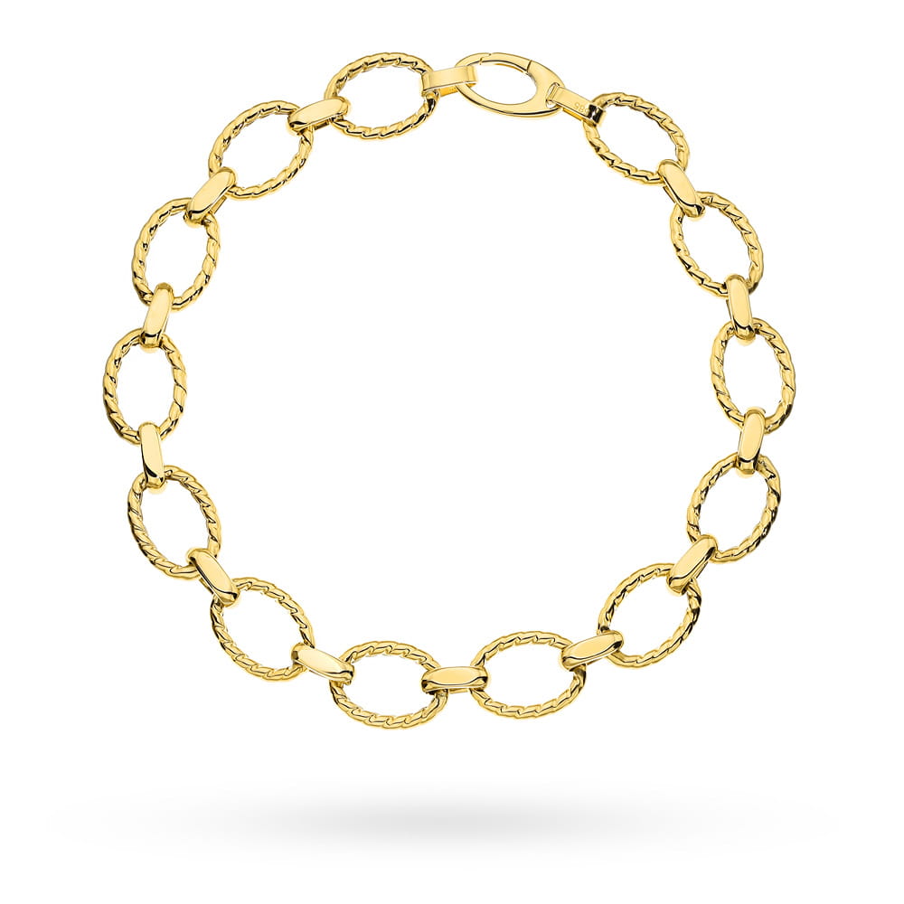 Bratara de aur 14k cu ovale decorate impletite