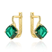 Cercei Eleganți din Aur 14K cu Cuarț Verde Deschis, Formă Pătrată - Colecția Colorful Stone
