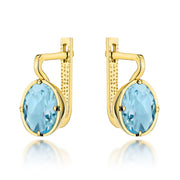 Cercei Din Aur Cu Topaz Oval, Colecția "Colorful Stone", Sistem Englezesc