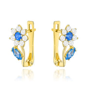 Cercei Aur 14K Model Flori Cu Circoniu Albastru