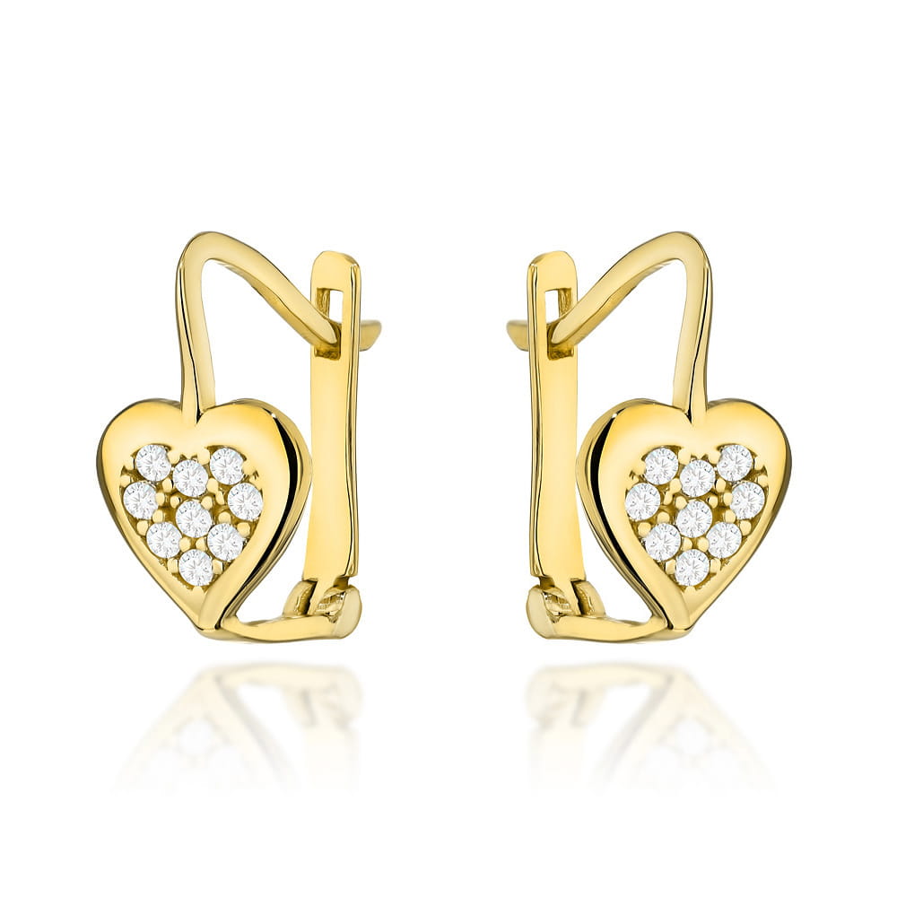 Cercei Inimi Delicate din Aur 14K cu Zirconii