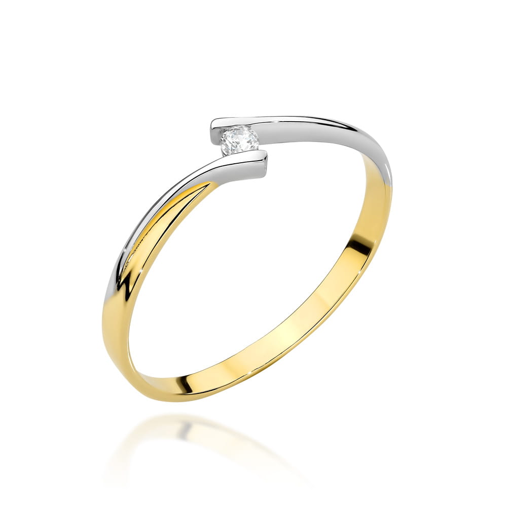 Inel Elegent Cu Zirconiu În Două Culori De Aur 14K