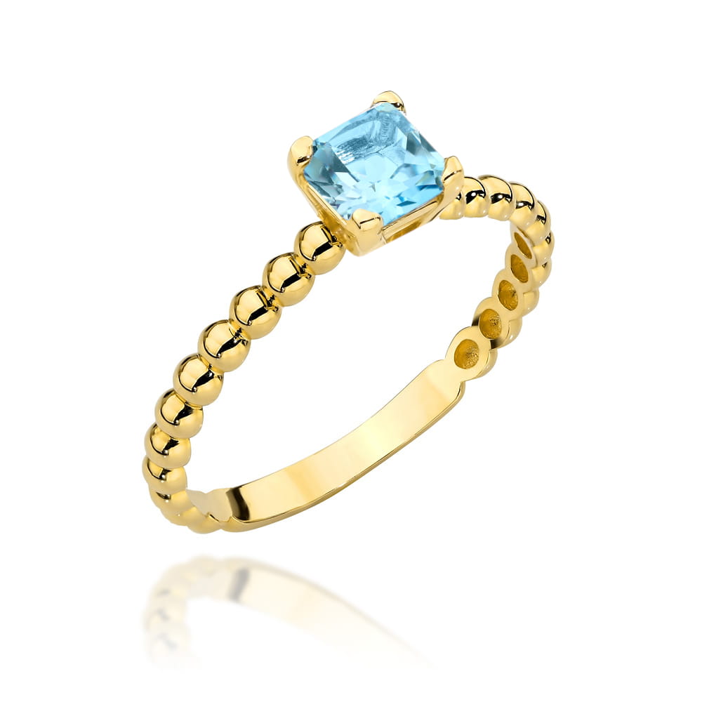 Inel Din Aur 14K Cu Topaz Natural Albastru Colecția "Colorful Stone"