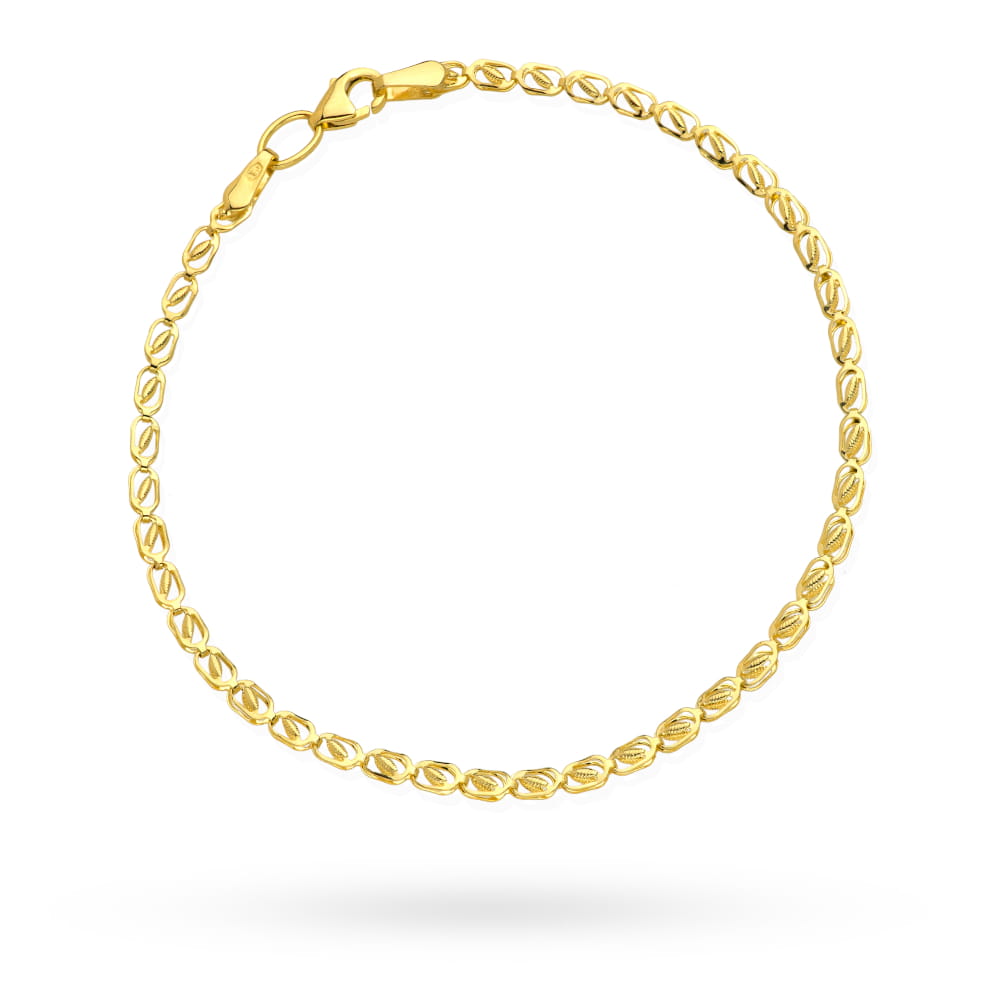 Brățară Delicate Din Aur Galben 14K Cu Zale Ovale