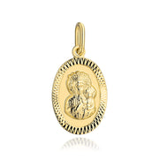 Medalion de aur al Maicii Domnului într-un oval cu încadrare de diamant