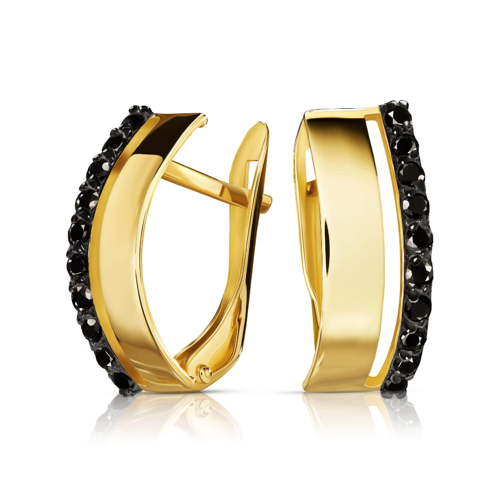 Cercei Aur 8K Lana cu Pietre Negre