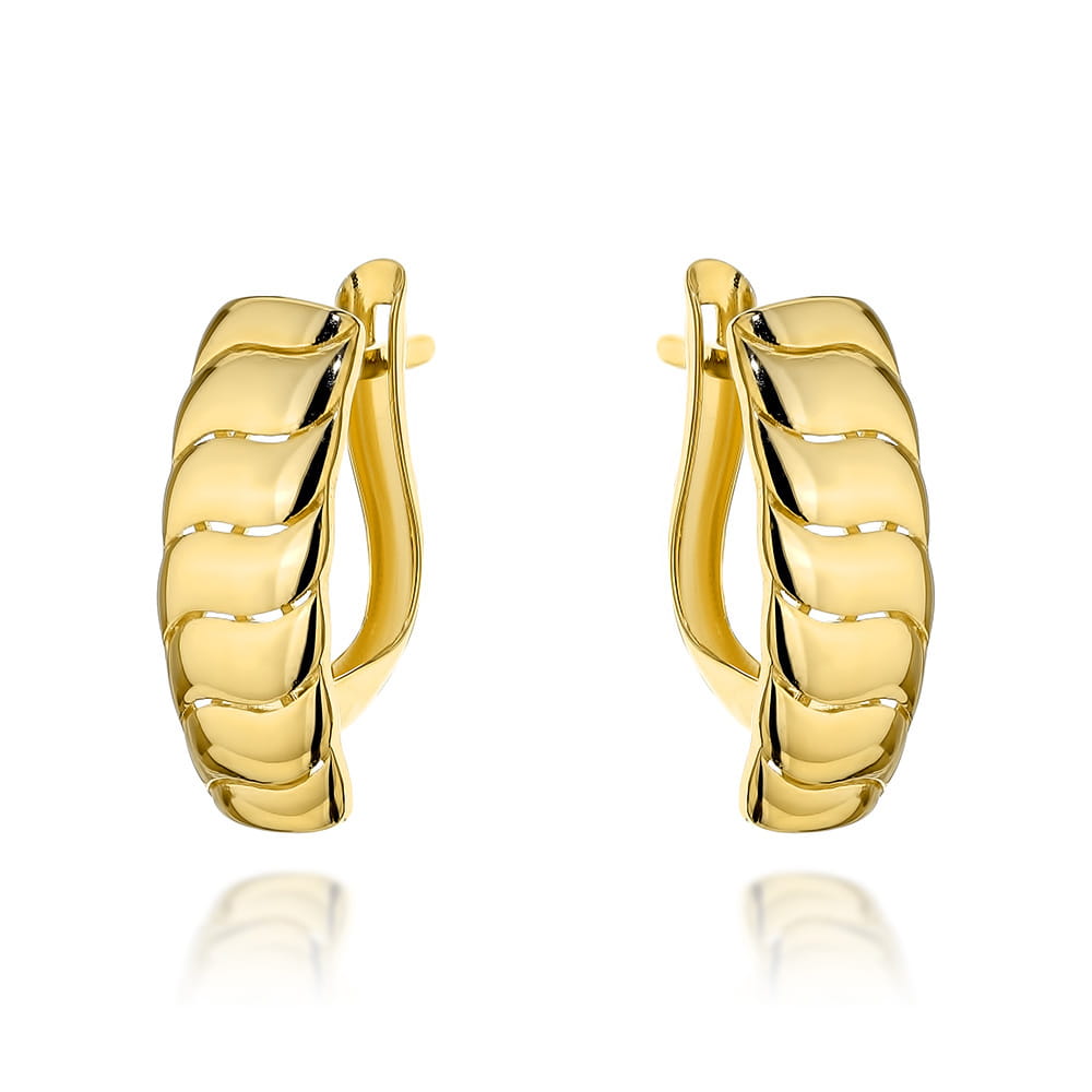 Cercei Aur 14K cu Design Rectangular și Sistem de Închidere Englez