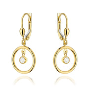 Cercei Aur 14K, Model Rotund cu Zirconiu, Închidere Engleză