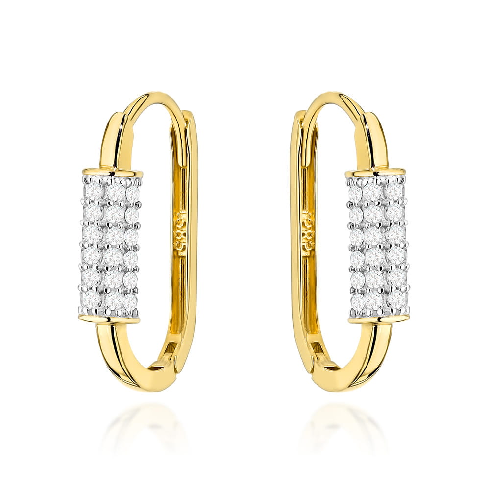 Cercei Aur Oval cu Zirconiu