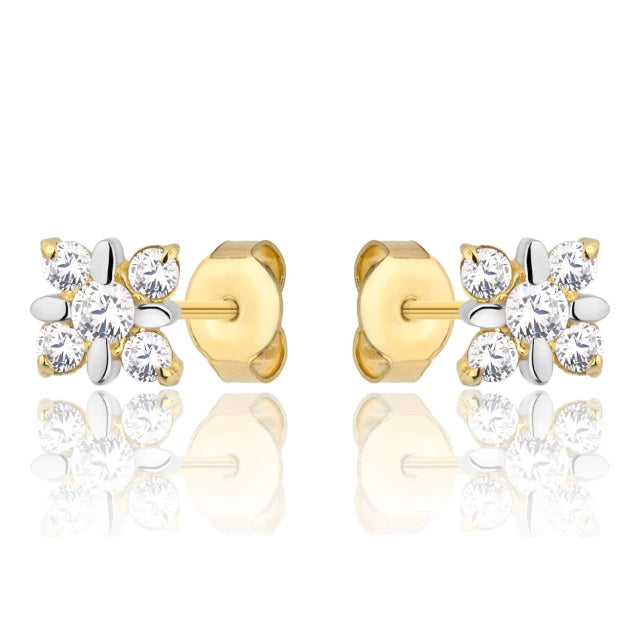 Cercei Aur 8K Floare cu Zirconiu