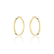 Cercei Aur 14K, Model Rotund Lat, Închidere Engleză, 2.2 cm