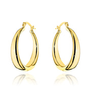 Cercei Aur 14K, Model Rotund, Șină Lată, Închidere Engleză