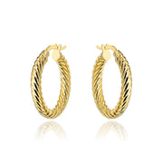 Cercei Aur 14K, Model Rotund cu Textură Densă