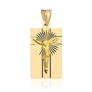 Medalion Aur 14K cu Iisus Răstignit și Raze - Eleganță Divină