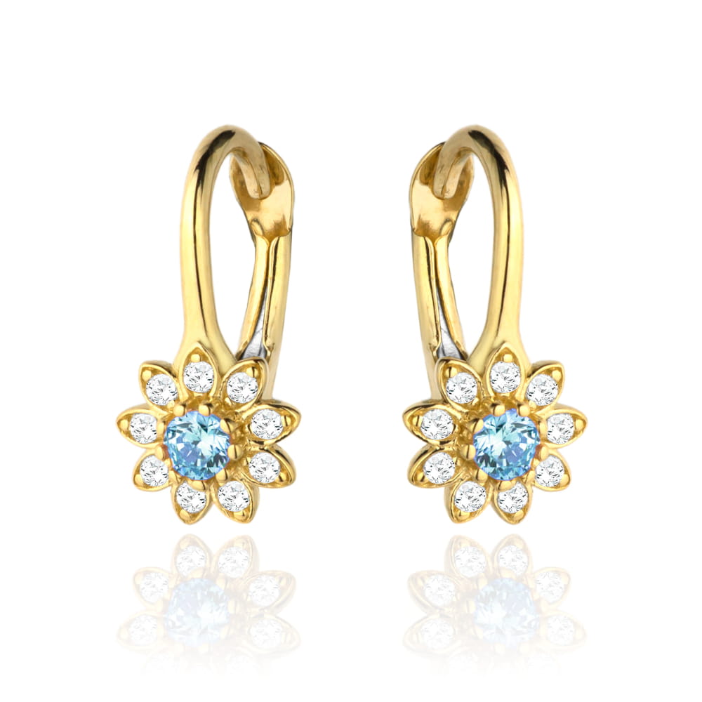 Cercei Aur 14k cu Floricele si Zirconii