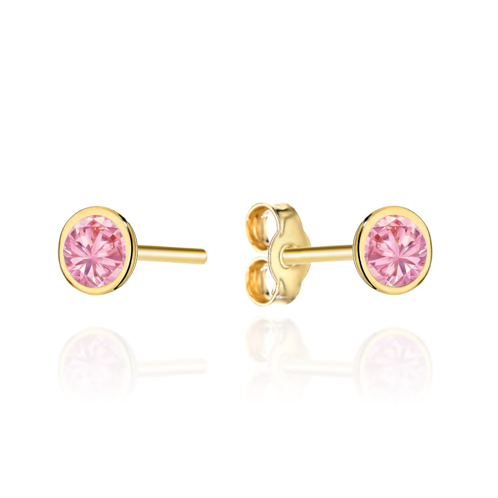 Cercei Aur Roz cu Zirconiu în Montură