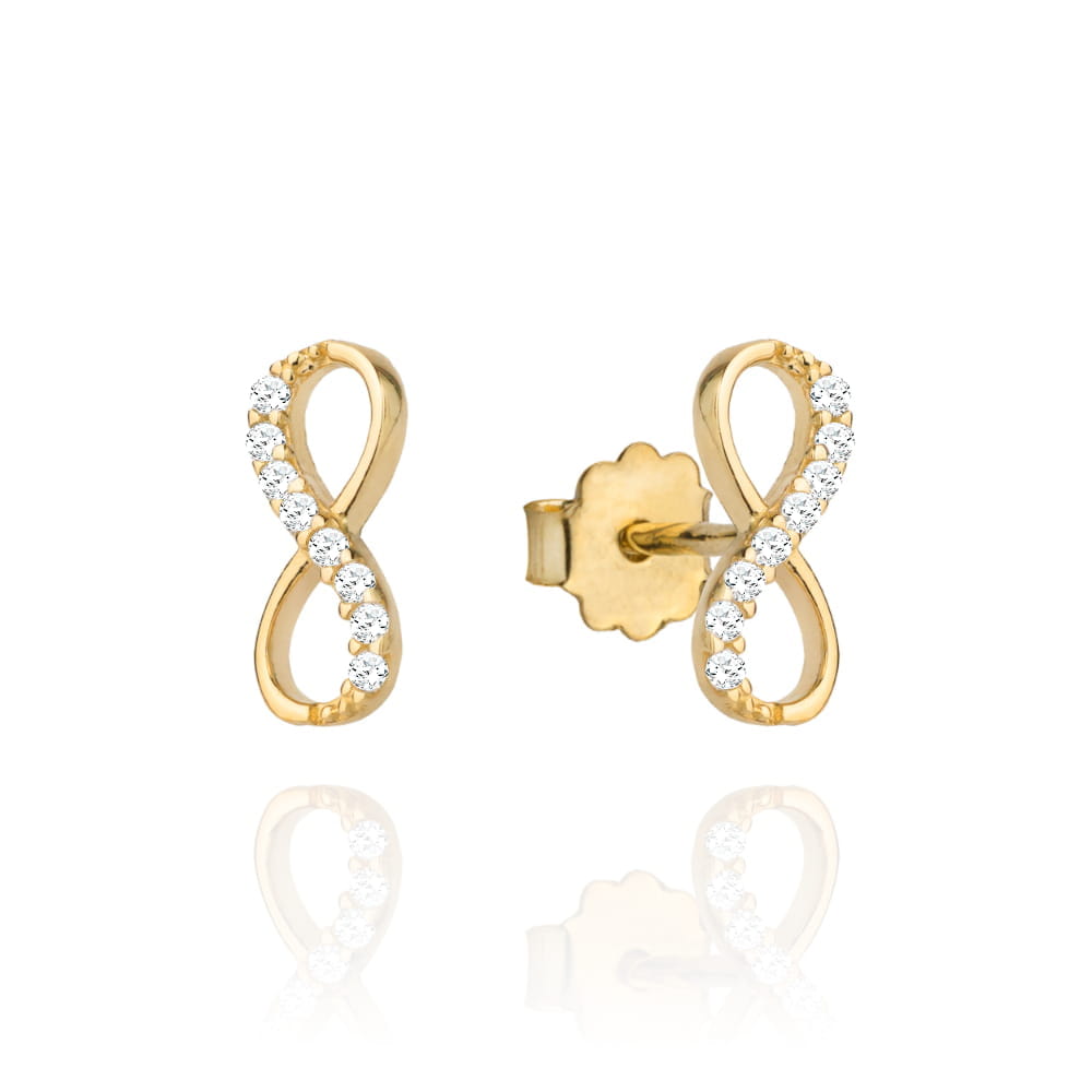 Cercei Aur 14k cu Infinit si Zirconii Albe