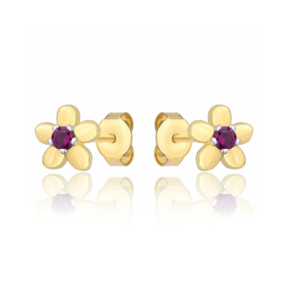 Cercei Aur 8K cu Zirconiu, Flori Roșii