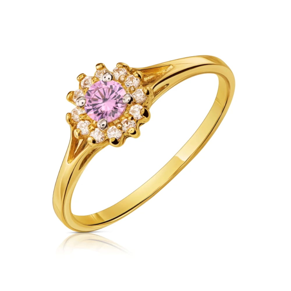 Inel Elegant din Aur 8K cu Floare Roz