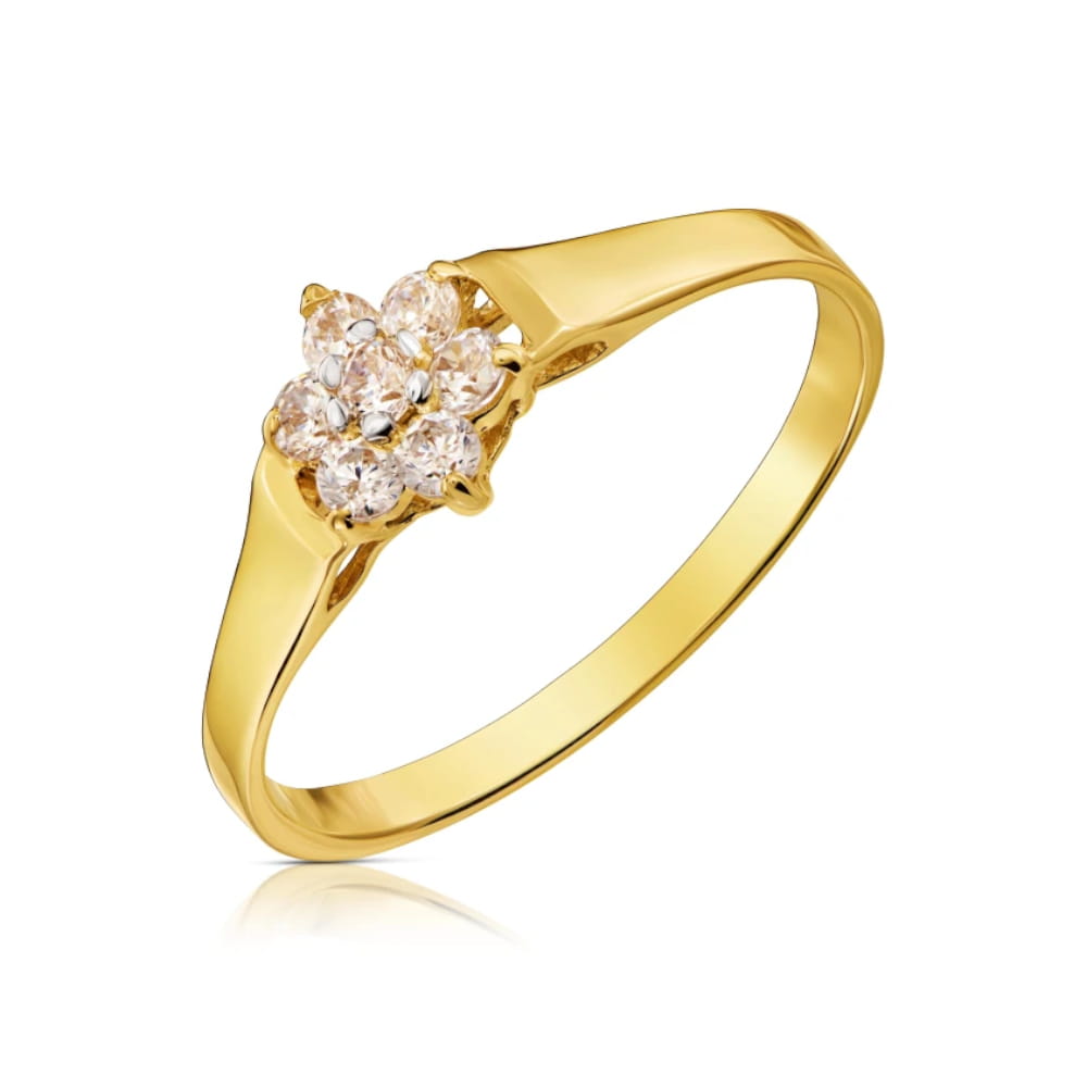 Inel Aur 8K cu Flori Delicate și Zirconiu – Eleganță Feminină