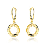 Cercei Aur Galben 14K, Model Rotund, Diamantat