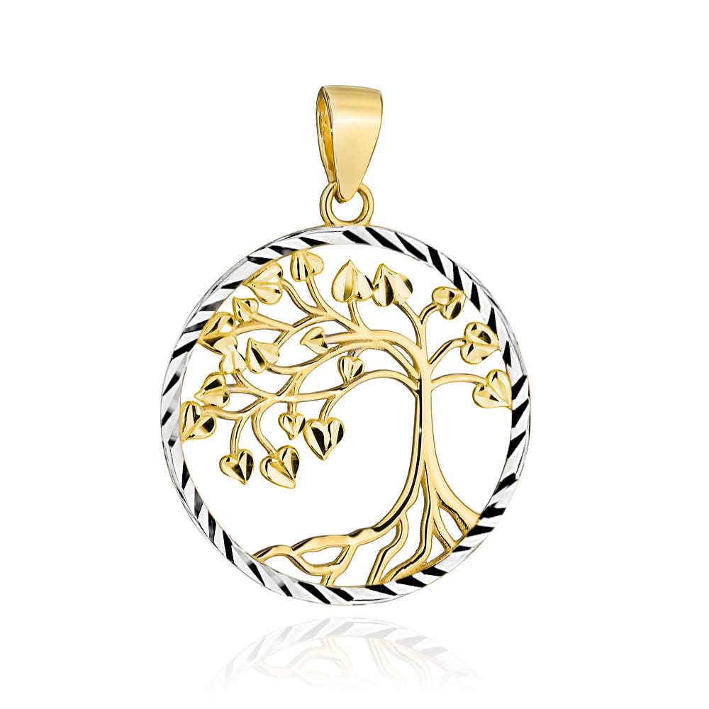 Pandantiv Aur 14K Drăguț: Arborele Vieții în Cerc Diacronic