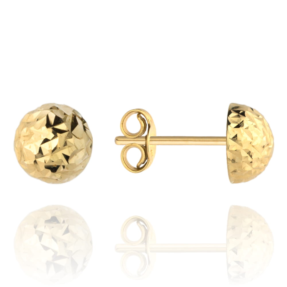 Cercei Aur 14K Semisferici, 10mm, Pe Tijă, Ușori