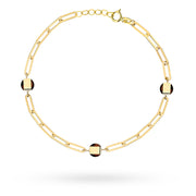 Brățară Elegantă Din Aur 14K Cu Zale Și Cuarț Maro