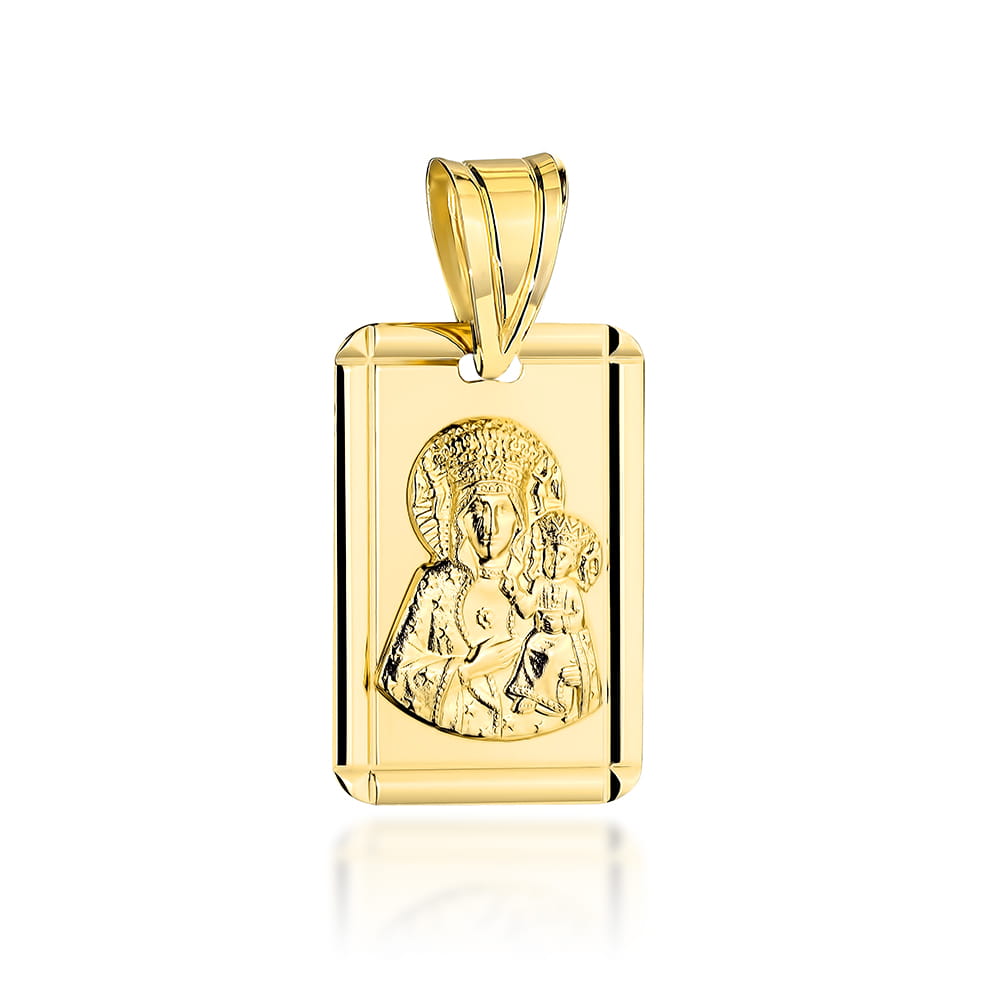 Medalion Aur 14K Maica Domnului Częstochowska cu Detalii Sculpturale
