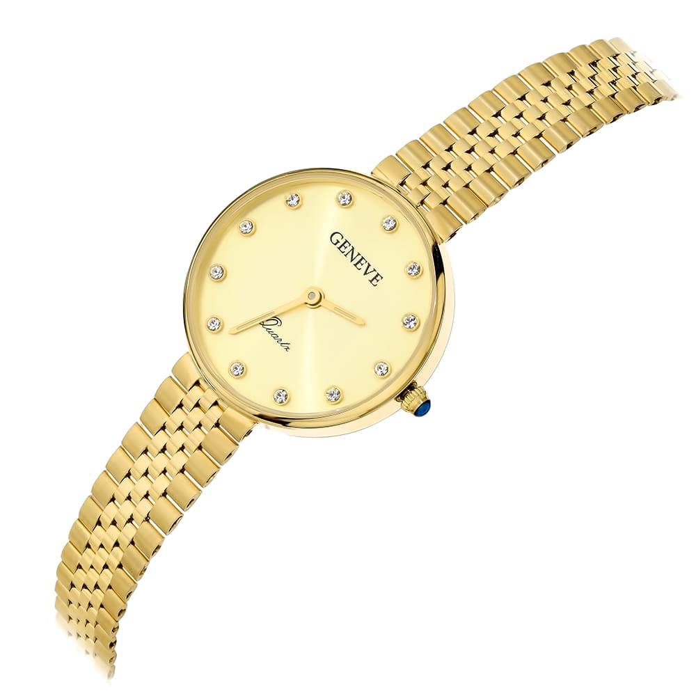 Ceas Elegant De Aur 14K Cu Cadran Rotund Și Cirkonia