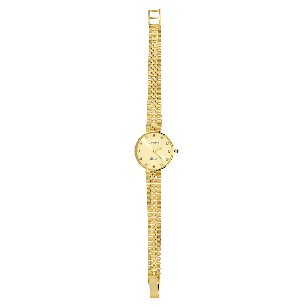 Ceas Elegant De Aur 14K Cu Cadran Rotund Și Cirkonia