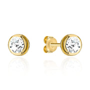 Cercei Aur 14K Eleganti Cu Circoniu Pe Șurub