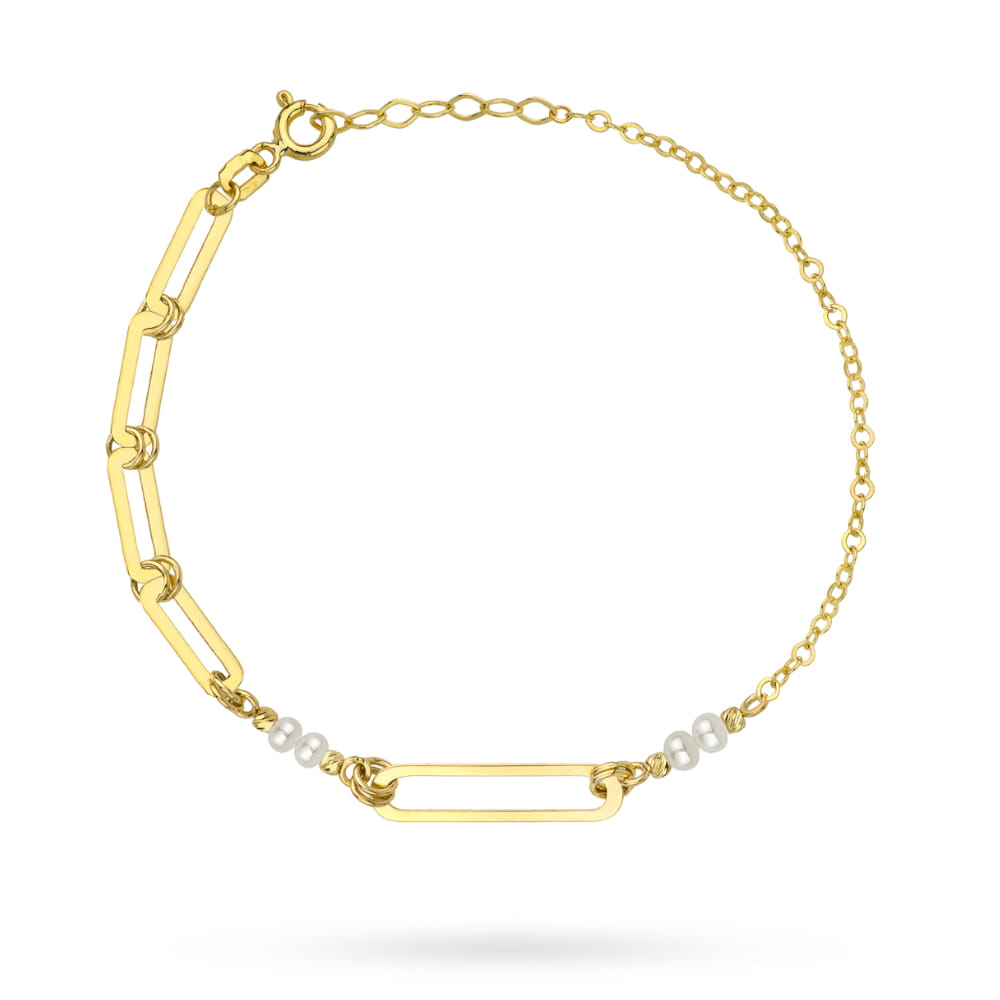Bratara Lant cu Zale si Perle- Aur 14k